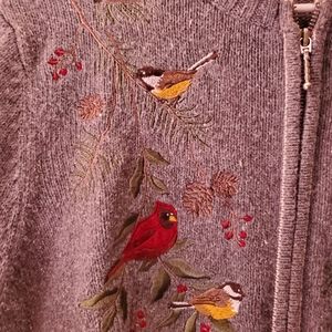 Gray Croft and Barrow Embroidered Sweater